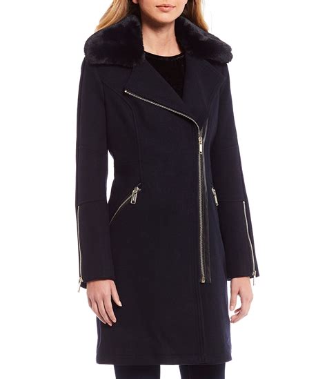 michael michael kors faux fur trim asymmetrical coat|Michael Kors Faux.